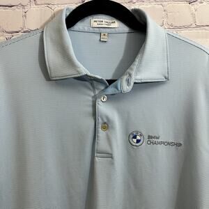 Peter Millar Mens Blue White Striped Golf Polo BMW Championship Medium
